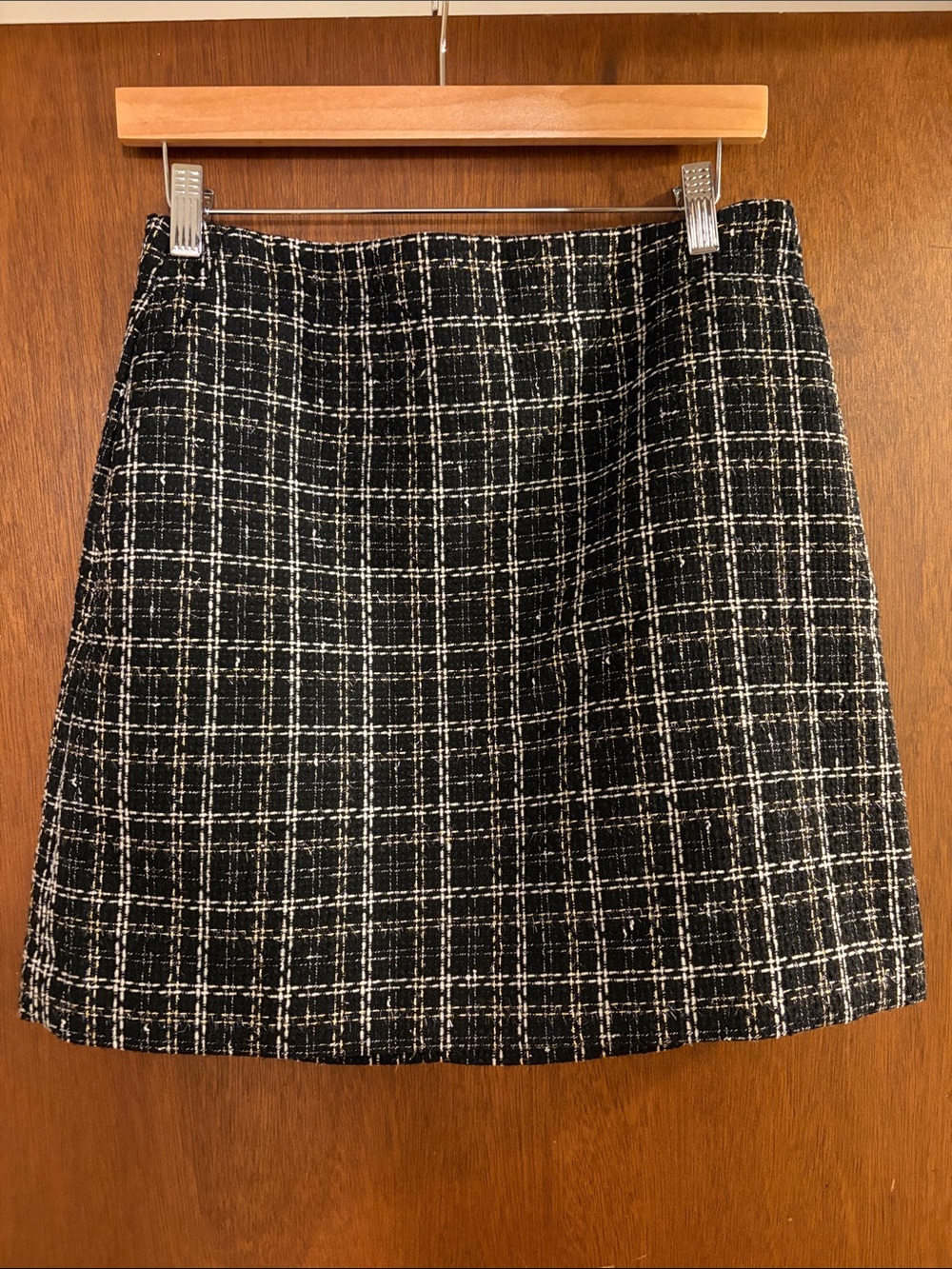 LOFT Houndstooth Tweed Metallic Skirt